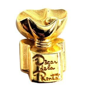 Oscar De La Renta Perfume Bottle Gold Tone Lapel Pin Advertise